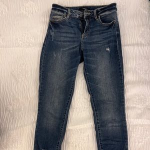 Forever 21 cuffed skinny jeans in dark blue wash